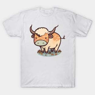 Big horned bull grazing for kids T-Shirt
